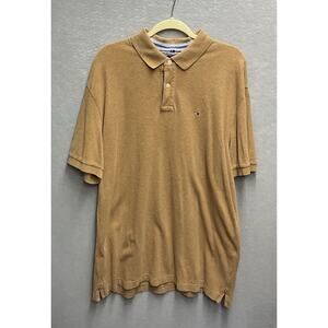 Tommy Hilfiger Polo Shirt Mens 2XL Desert Khaki Color‎ Custom Fit Short Sleeve